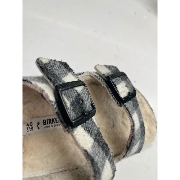 BIRKENSTOCK‎ Arizona Rivet Shearling  Sandals Plaid Fall Winter Size 9 - Picture 8 of 8